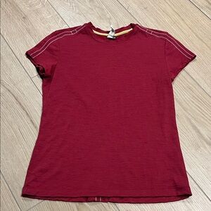 ibex Burgundy Crewneck Tee with Contrast Shoulder Stitching